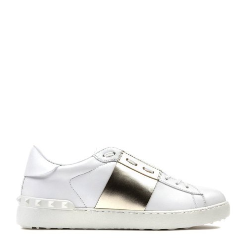 valentino 华伦天奴 男士low-top系列铆钉点缀白金拼色休闲运动鞋小白