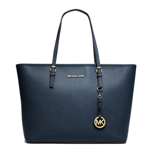 michael kors/迈克·科尔斯 mk女士saffiano皮革 女士海军蓝色手提包