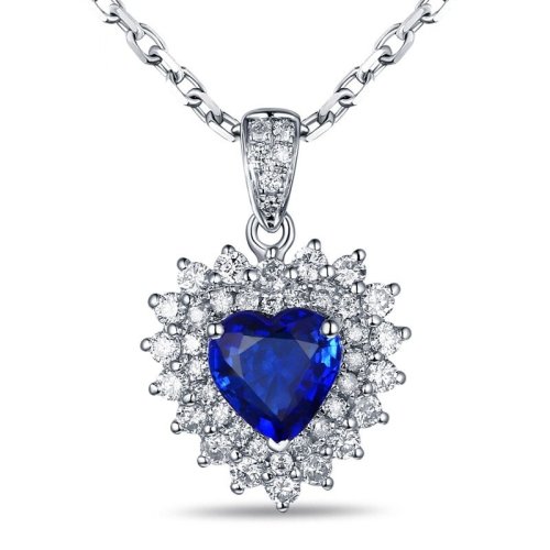 suemomo/苏茉茉 彩宝 18k金钻石蓝宝石吊坠 心形蓝宝石(附鉴定证书)