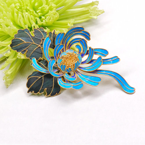 huanluan/焕鸾银镀金多色点翠菊花胸针吊坠【1.9-2.