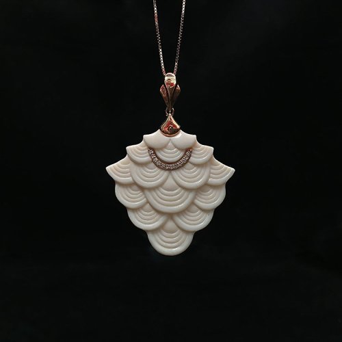 mmsd/猛犸时代 专柜正品带证书猛犸象牙 上善若水-18k金镶嵌系列挂件