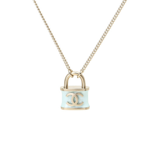 chanel(香奈儿) 天蓝色锁型双c项链