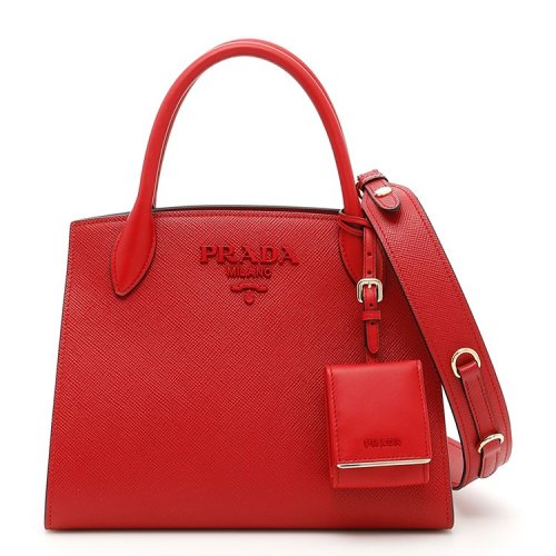 prada/普拉达 18年秋冬 paradigme托特包 女性 红色 手提包 1ba156 v
