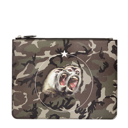 givenchy/纪梵希18春喜新款迷彩猴子兄弟男士女士通用 手拿包 bk600jk