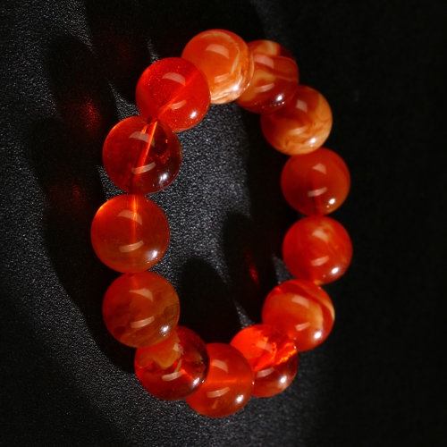 y/鼎艺 天然血蜜蜡手串 石榴红单圈自然流纹16-18mm 收藏臻品 whhp