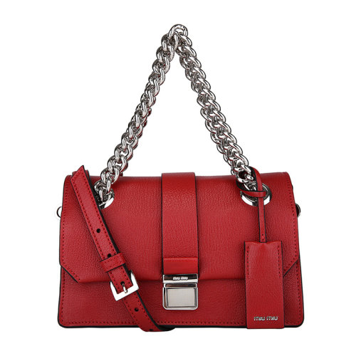 【包邮包税】miumiu/缪缪 女士红色牛皮手提斜挎包 5ba025 2ajb v coo