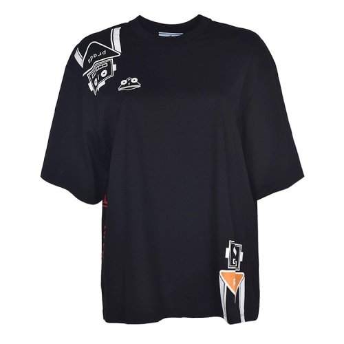 prada/普拉达 18年秋冬 女性 字母 机器人 黑色 女士短袖t恤 35976 1