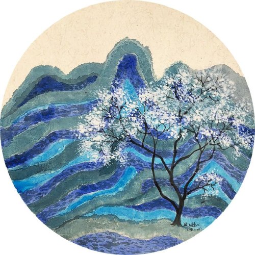 吴小慧《青山》/26x26cm/水彩