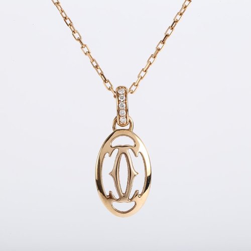 cartier(卡地亚) logo系列18k金镶钻项链