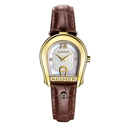aigner】aigner/艾格娜 棕色牛皮女士石英手表a24224d【正品 价格