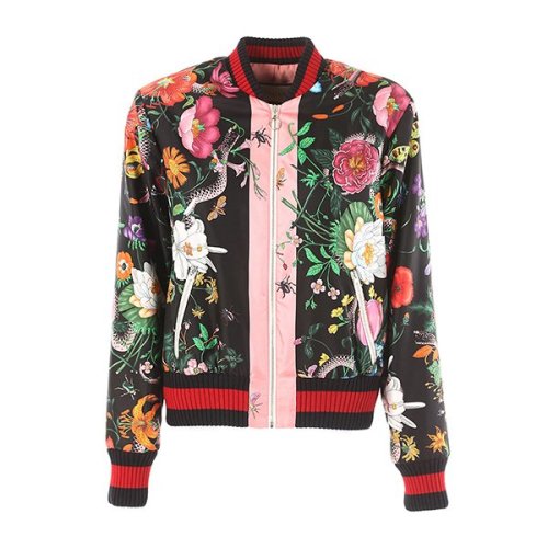 gucci/古驰 【18秋冬】花卉印花外套女士夹克飞行员夹克 460787 zip59