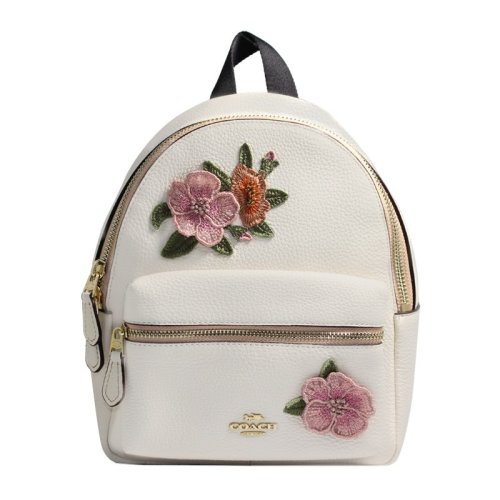 coach/蔻驰 女士皮革花卉刺绣印花时尚小号双肩包背包女包 多色可选