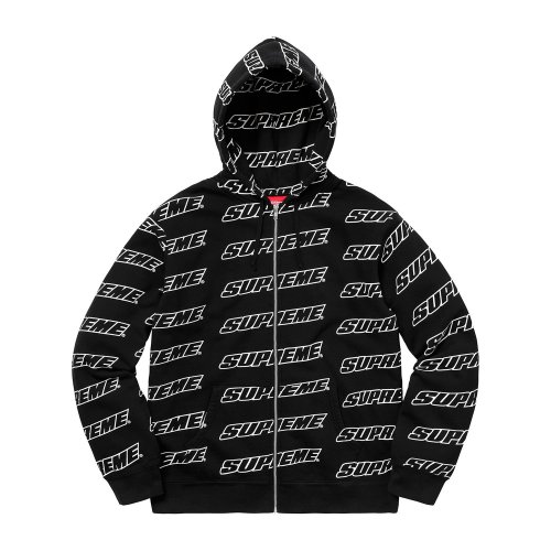 supreme 18ss repeat zip up hooded sweatshirt弹幕logo卫衣
