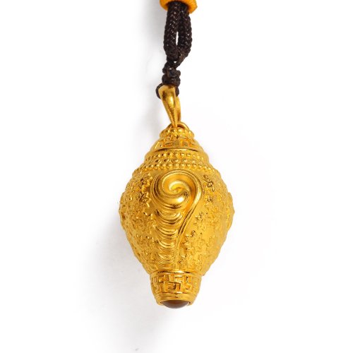 jijin/吉金 预计15个工作日发货 足金999纳福系列法螺吊坠黄金首饰