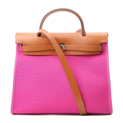 hermes(爱马仕) 玫红色皮质单肩包 herbag31
