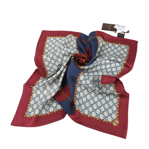 gucci/古驰 女士经典logo印花图纹丝巾 红色 方形