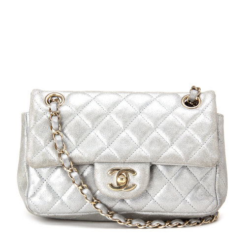 chanel(香奈儿) 银色皮质单肩包