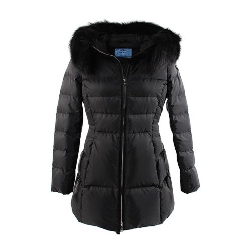 prada/普拉达 女士 赤狐毛领 修身 尼龙 羽绒服 sp