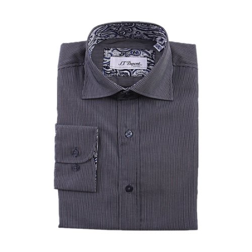 dupont/都彭纯棉条纹商务男士衬衫 黑色 s【正品 价格 图片】 - 寺库