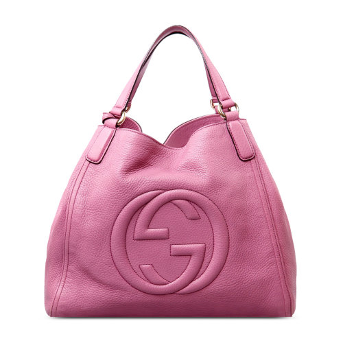 gucci粉色皮质单肩包