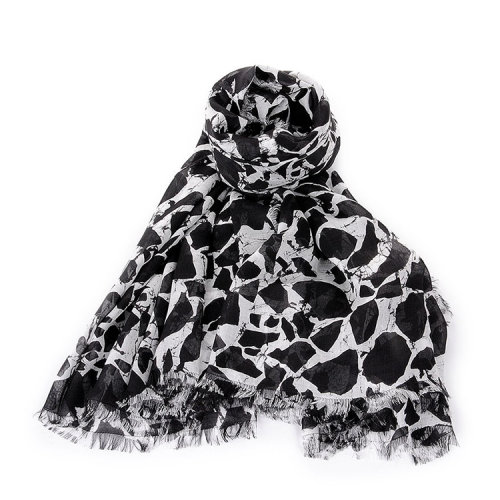 balenciaga/巴黎世家黑色莫代尔和真丝女士围巾al 9300593036