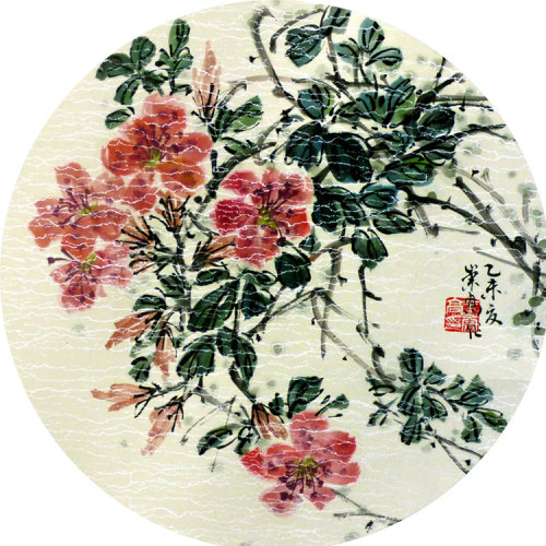 于崇高《凌霄》团扇 软片 传统水墨 写意花鸟