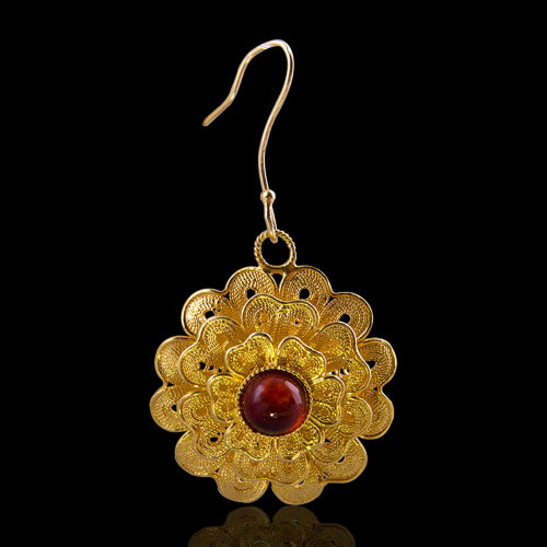 dfyz/东方艺珍 花丝镶嵌 首饰 银镀金 红石榴石