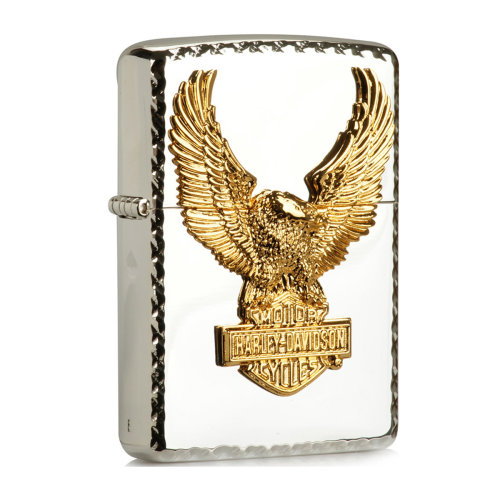 芝宝zippo打火机 哈雷镀金徽章展翅鹰 凿边工艺 hdp-21