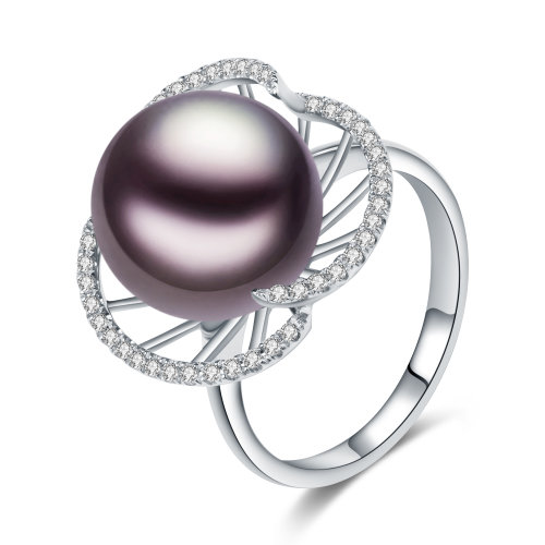 cloris/克劳瑞斯 紫色爱迪生珍珠镶嵌 18k钻石 戒指 rd-b47粒0.215ct