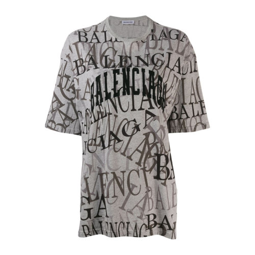 【19秋冬新款】balenciaga/巴黎世家 女士满幅字母logo短袖t恤 571205