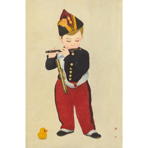 那小先《吹笛子的少年》/50x38cm/艺术微喷版画/世界名画系列(1/99版)