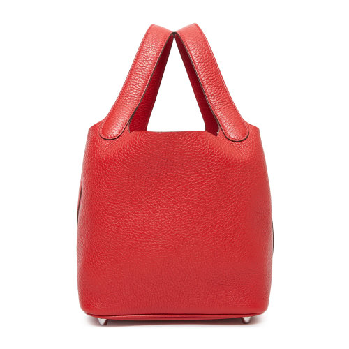 hermes(爱马仕) 经典款picotin18女士红色皮质手提包