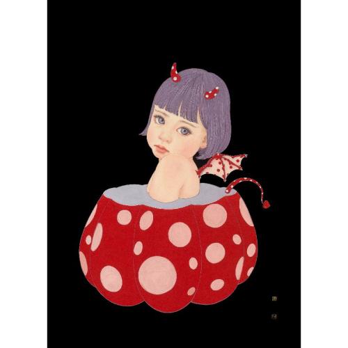 那小先《小恶魔南瓜女孩》/50x38cm/艺术喷绘版画/草间弥生系列(1/99