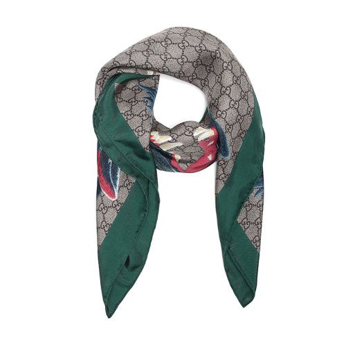 gucci/古驰男士狼头图案桑蚕丝围巾4955274g0013174