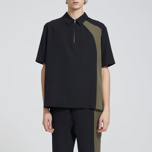 arcatelier男士短袖衬衫magmode名堂夏季新品男装几何拼接短袖衬衫