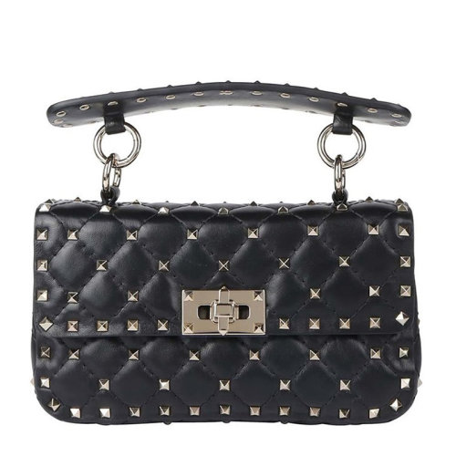 【Valentino华伦天奴 手提包】Valentino/华伦天奴 Rockstud系列 19春夏 女士羊皮铆钉装饰单肩斜挎包链条包手提包 ...