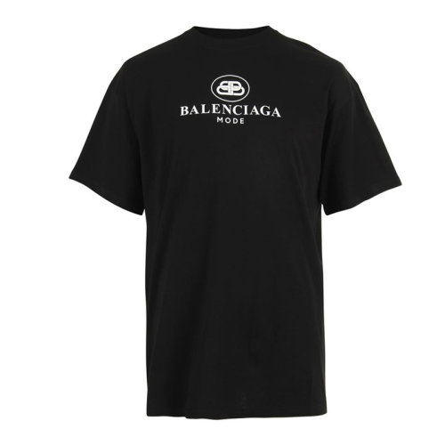 balenciaga/巴黎世家 19春夏 男士黑色棉质logo印花圆领短袖半袖t恤
