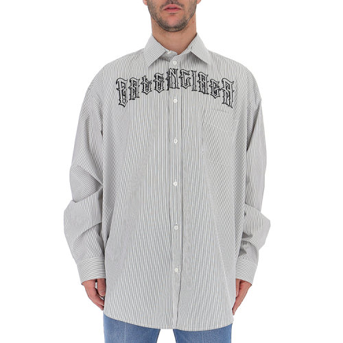 balenciaga/巴黎世家 19年春夏 logo 男性 条纹 男士长袖衬衫 571444