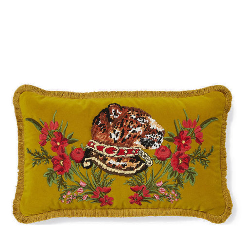 【gucci古驰 靠垫抱枕】gucci/古驰 19年春夏 美洲豹图案刺绣天鹅绒