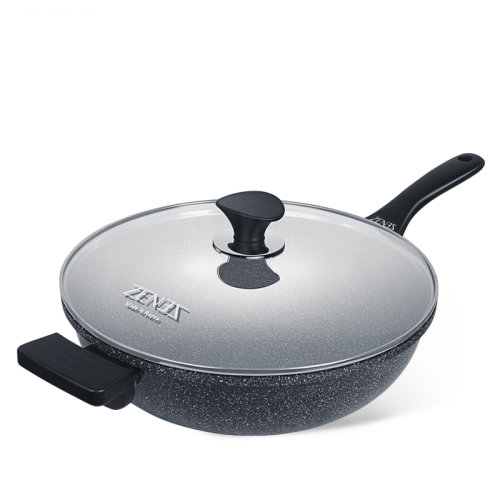 尚膳厨(zenez)韩国原装进口炒锅不粘锅 麦饭石炒菜锅无涂层32cm可换式