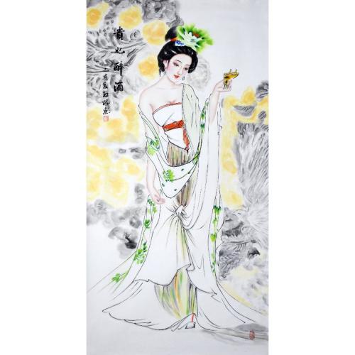 陈红梅 《贵妃醉酒》/68x136cm/传统水墨
