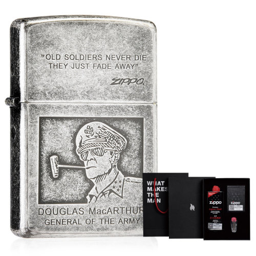 zippo之宝打火机 复古121fb麦克阿瑟 二战将军 礼盒套装