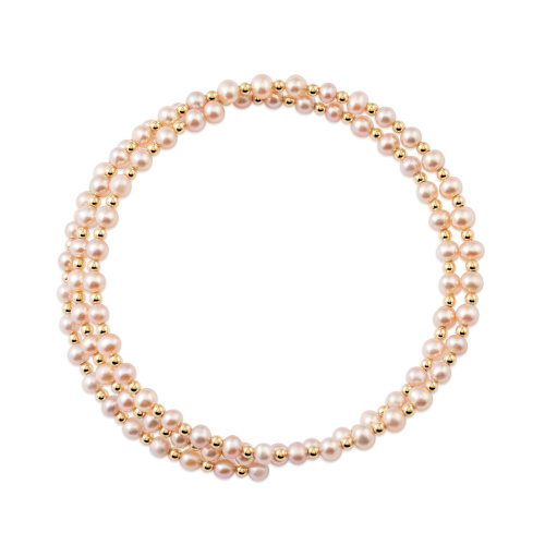 cloris/克劳瑞斯 【新品】时尚多环粉色淡水珍珠 手镯手链 9k金 精致