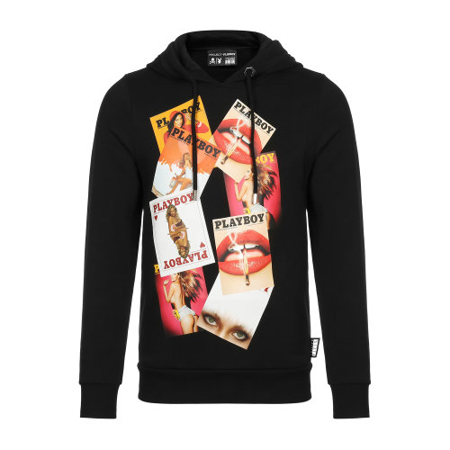 plein/菲利普·普兰 黑色playboy系列 背后黑钻icon 连帽款男卫衣