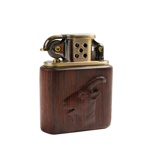 滑氏红木紫光檀十二生肖兽首打火机 创意礼品生日礼物