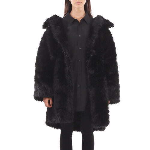 balenciaga/巴黎世家 19年秋冬 皮草 女性 中长款 宽松 黑色 女士夹克