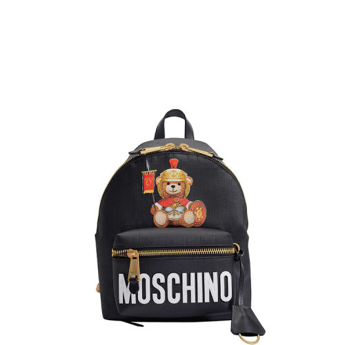 moschino/莫斯奇诺 19年秋冬 书包 女性 小熊 logo 黑色 双肩包 a