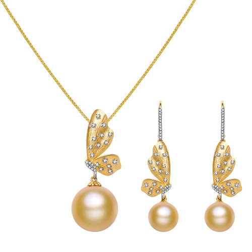 【cloris克劳瑞斯 首饰套装】cloris/克劳瑞斯 南洋金珍珠 18k金钻石