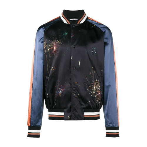 valentino/华伦天奴 男士蓝黑拼色烟花图案时尚短款外套夹克