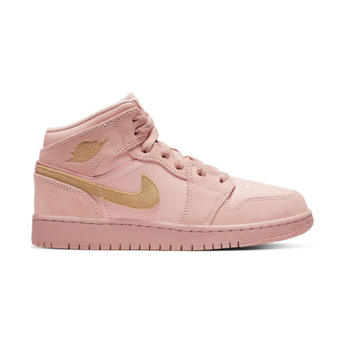 air jordan 1 aj1 mid 乔1 珊瑚粉 粉色 金勾 女子 运动 篮球鞋 bq